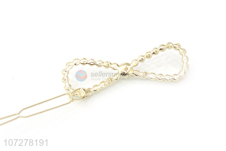 Custom Bowknot Shape Pearls Frog Buckle Clip Fashion Hairpin