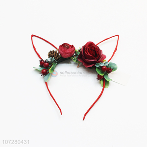 Contracted Design Lovely Cat Ear Hair Band Flower Headband For Girls Womens