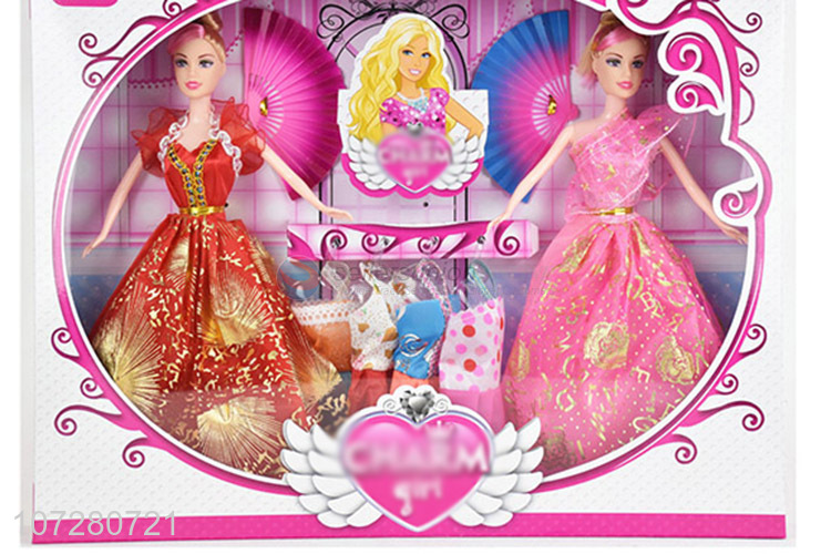 Hot Selling Solid Body Beauty Girl Doll With Dresses And Accessories Set Toy