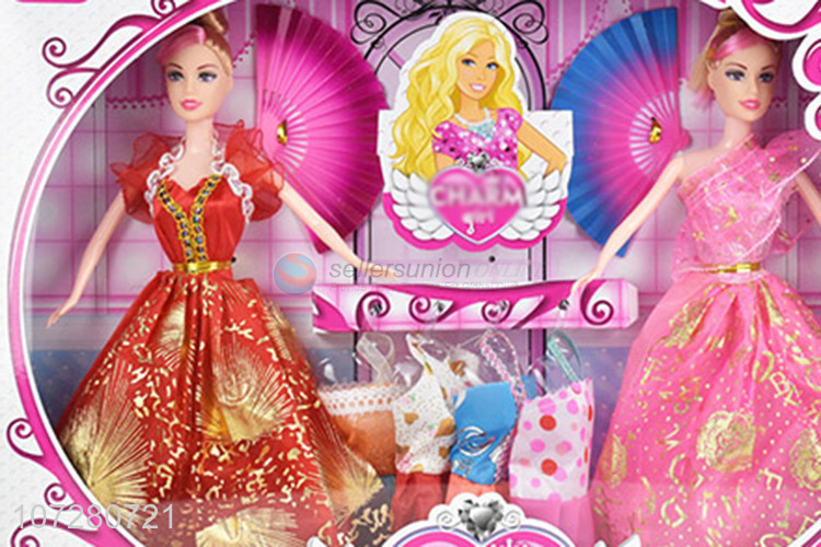 Hot Selling Solid Body Beauty Girl Doll With Dresses And Accessories Set Toy