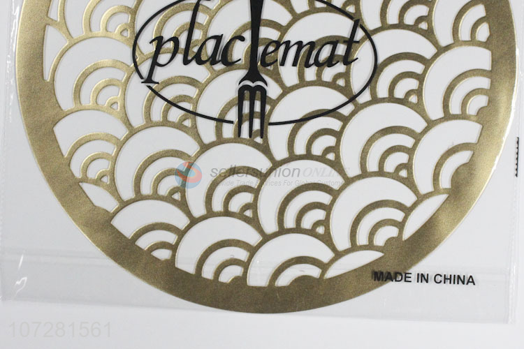Hot selling eco-friendly gold hollow table mat non-slip pvc placemat