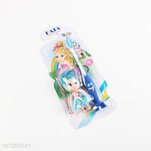 Wholesale cheap children cartoon toothbrush with girl doll key chain