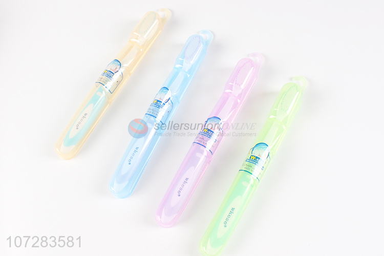 New design custom logo travel use adults plastic toothbrush with case