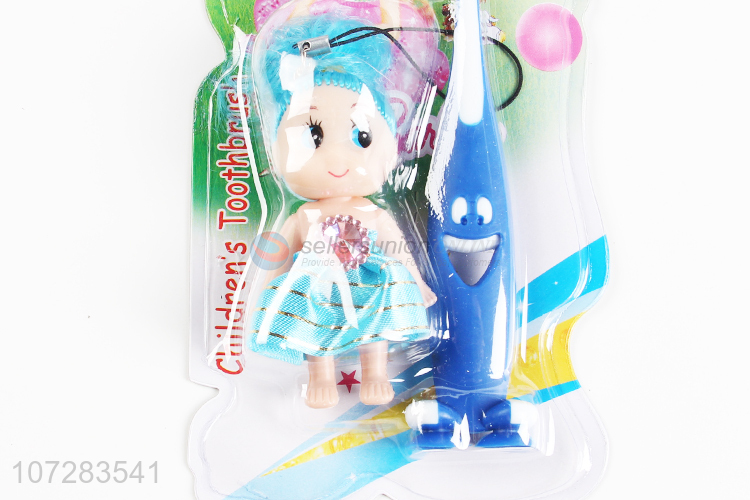 Wholesale cheap children cartoon toothbrush with girl doll key chain