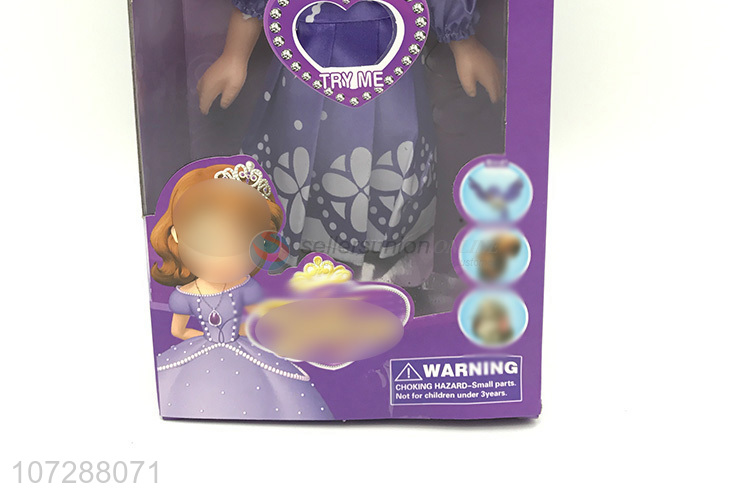 Popular Girls Toy 12 Inch Music Baby Doll With Crown