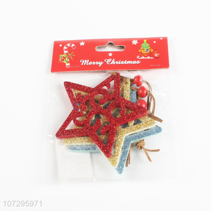 High quality 3pcs star shape xmas tree hanging ornaments
