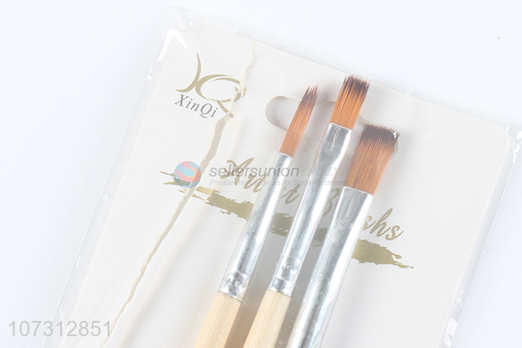 Hot sale art supplies 3pcs wooden handle painting brush watercolor paintbrush