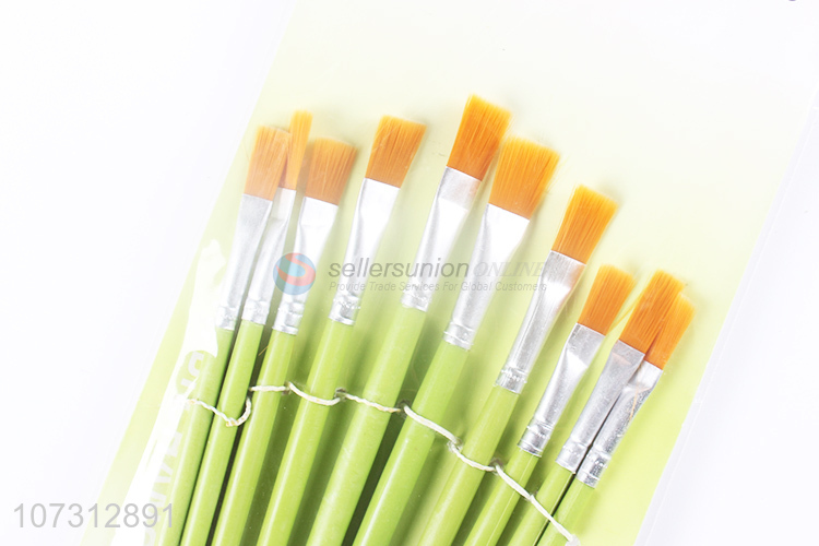 China manufacturer art supplies 10pcs plastic handle painting brush watercolor paintbrush