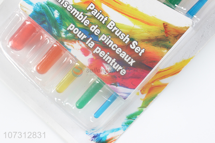 Good market art supplies 5pcs plastic handle painting brush watercolor paintbrush