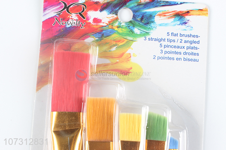 Good market art supplies 5pcs plastic handle painting brush watercolor paintbrush