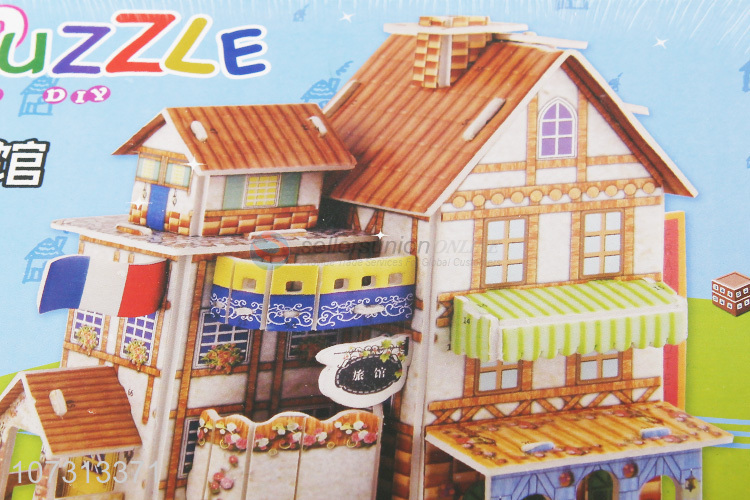 Good quality kids educational toy 3d hotel jigsaw puzzle