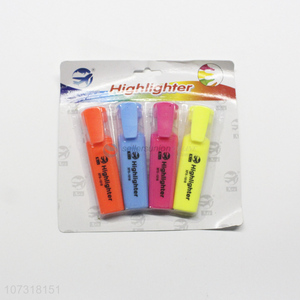 Competitive price 4pcs fluorescent colors quick-dry plastic highlighter pen