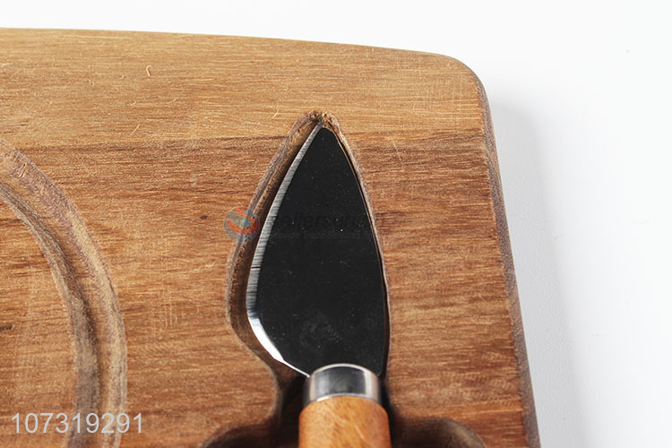 Factory Price Eco-Friendly Healthy Acacia Wood Cheese Cutting Board Knife Set