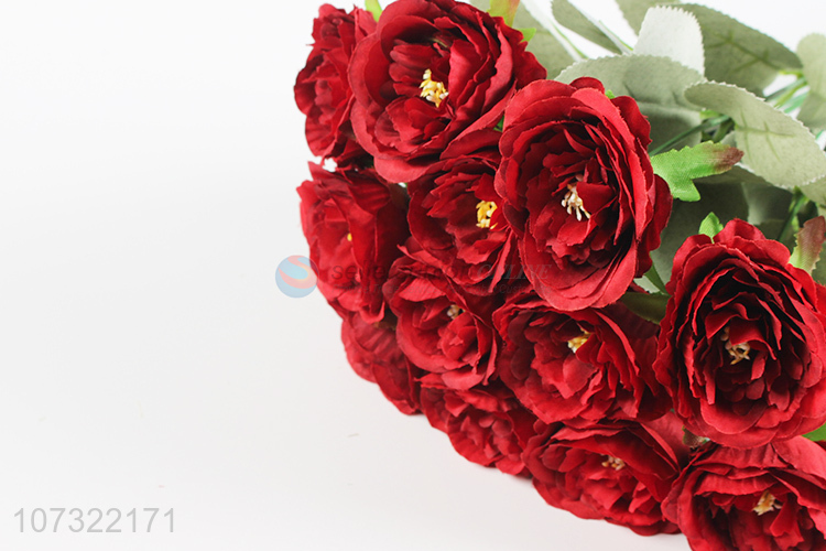 Wholesale Price 12 Heads Simulation Rose Bouquet Plastic Artificial Flowers