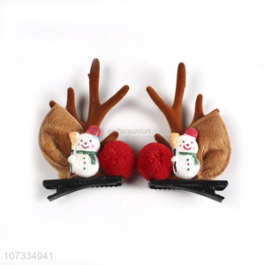 Hot Sales Antler Hair Clip Christmas Snowman Jewelry Plush Ears Hairpin