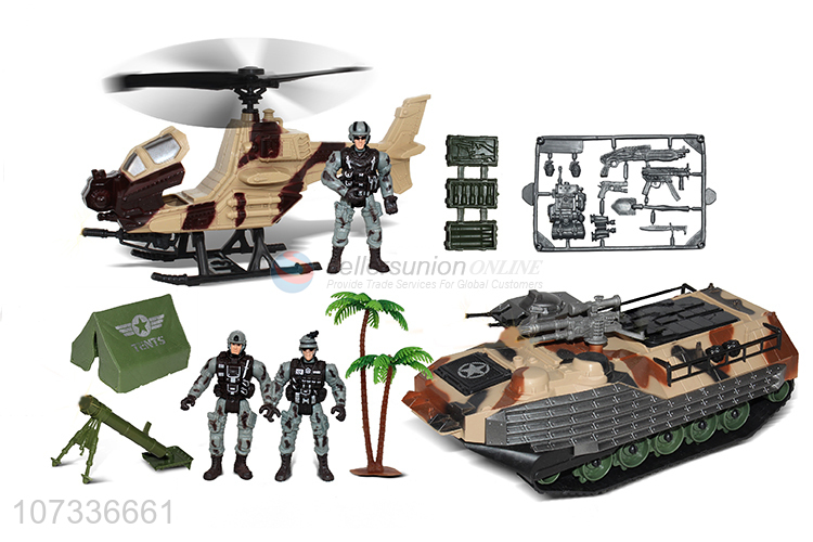 Custom Military Helicopter Inertial Armored Vehicle Toy Set