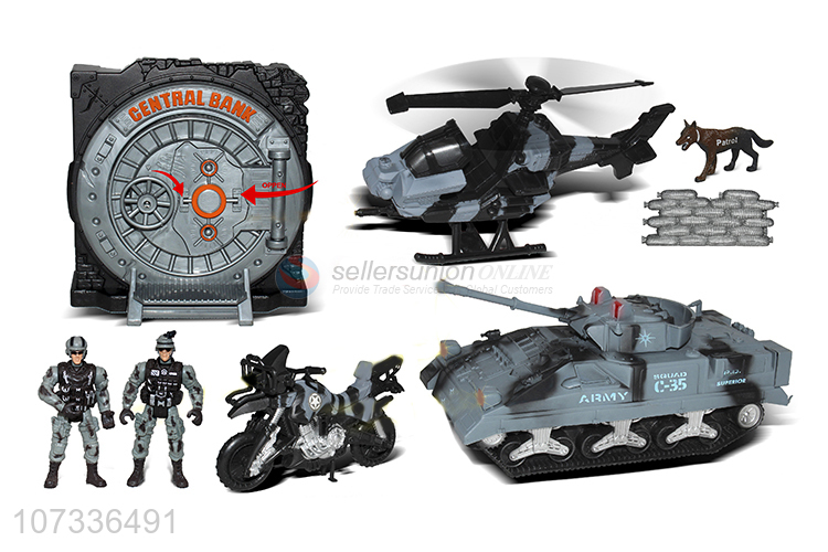New Arrival Plastic Inertia Tank Fighter Motorcycle Set Toy