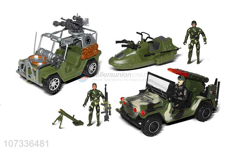Good Quality Missile Car Military Vehicles Speedboat Toy Set