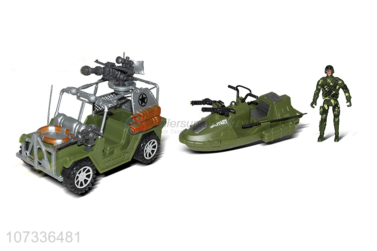 Good Quality Missile Car Military Vehicles Speedboat Toy Set