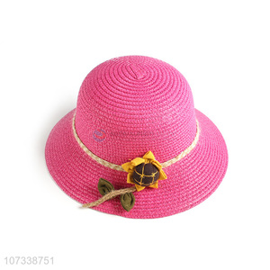 Hot Sale Children Summer Beach Hats Sunflower Decoration Straw Hats