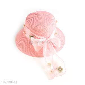 New Summer Female Sun Hat Bow Ribbon Beach Floppy Straw Hats For Women