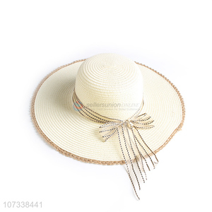 Wholesale Custom Wide Brim Women Summer Beach Sun Floppy Paper Straw Hat