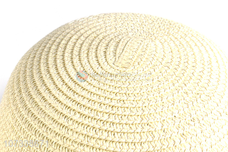 Wholesale Lady Summer Floppy Paper Straw Hat Bowknot Flower Decoration