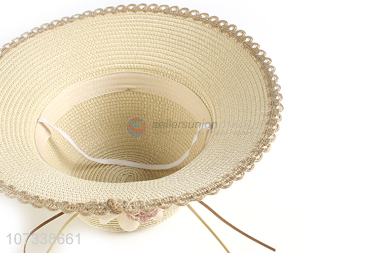 High Sales Women Bowknot Beach Hat Natural Paper Straw Lady Sun Hat