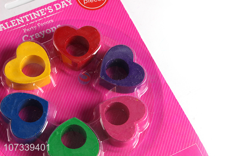 Wholesale 6 Colours Heart Shape Crayons For Kids