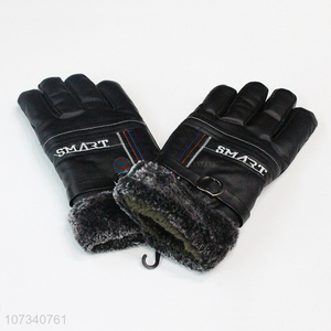 New design men comfortable anti-slip winter outdoor pu leather gloves