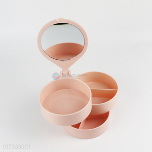 Creative Design Portable Three-Layer Storage Box Round Mirror