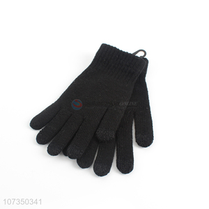 China factory soft winter warm polyester knitted gloves for men