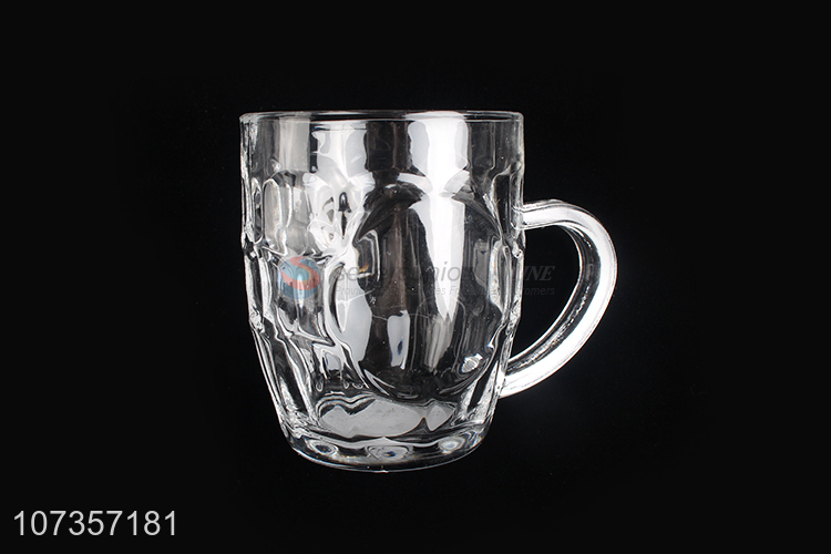 Hot selling clear embossed whiskey wine cup glass water cup