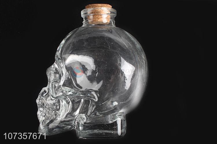 Hot selling skull shape glass candy jar glass cookie container