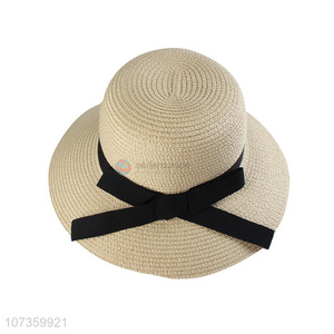 High Quality Fashion Bucket Hat Straw Hat With Black Ribbon