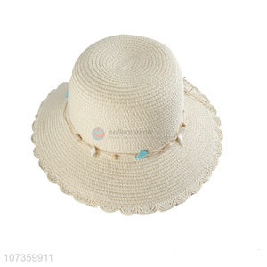 Good Sale Summer Straw Bucket Hat With Decorative Seashells
