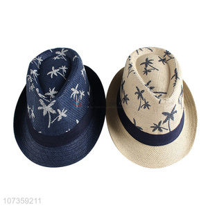 Fashion Printing Men Fedora Hat Summer Straw Hat