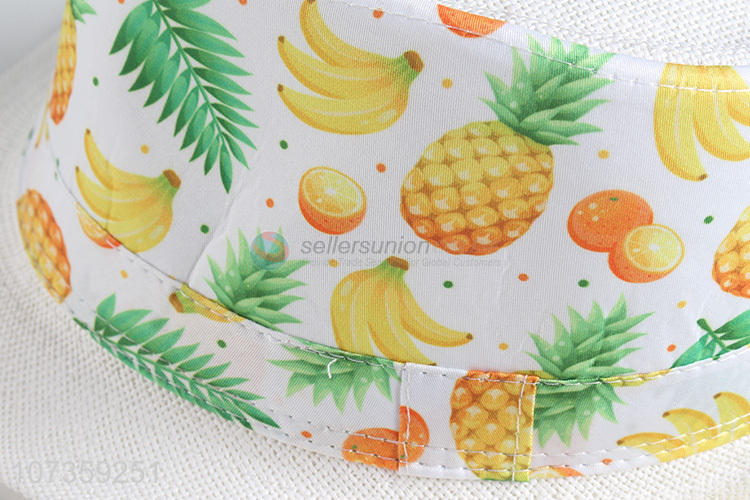 Wholesale Fruit Pattern Straw Fedora Hat Fashion Sun Hat