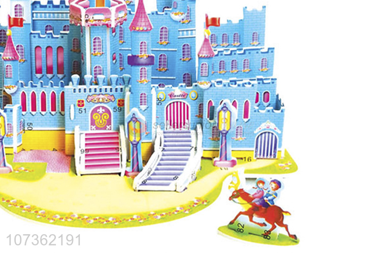 Wholesale 3D Paper Jigsaw Blue Castle Puzzle Toys Kids Diy Educational Toys