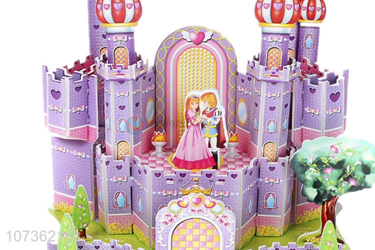 Professional Diy Toys Educational Paper Jigsaw Purple Castle Puzzle Toys For Kids