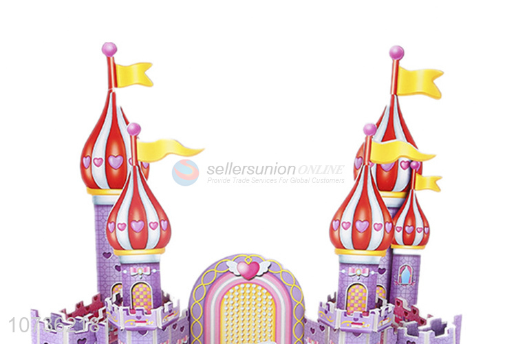 Professional Diy Toys Educational Paper Jigsaw Purple Castle Puzzle Toys For Kids