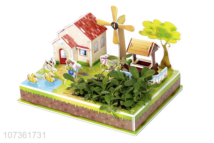 Unique Design Novel Diy Intelligent Toy Windmill Farm Planting Puzzle Toys