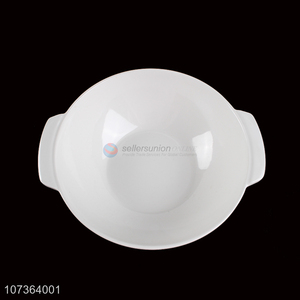 Top Quality White Melamine Shallow Bowl With Two Ears