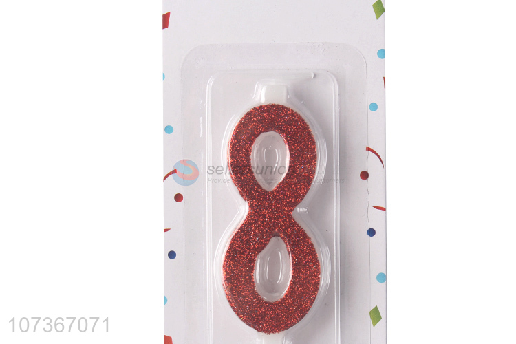New Design Birthday Cake Candle Glitter Number 8 Candle