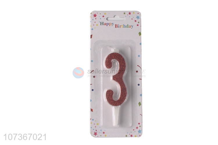 Cheap Price Glitter Powder Decor Numbers 3 Birthday Party Cake Candles