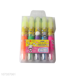 Wholesale 5 pieces double-ended highlighters fluorescent marking pens