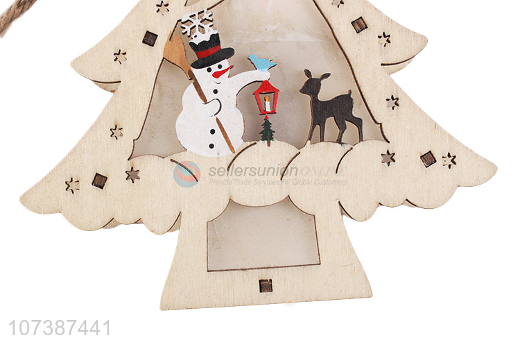 New style led light mini wooden Christmas tree tabletop decoration