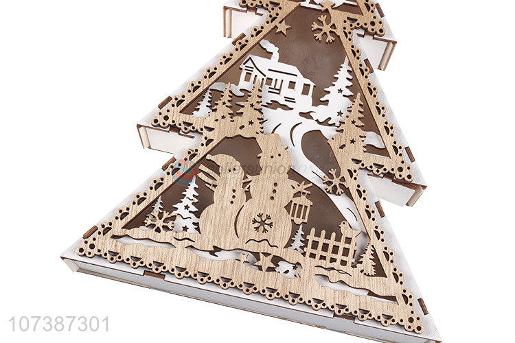 Wholesale popular led light mini wooden Christmas tree tabletop decoration