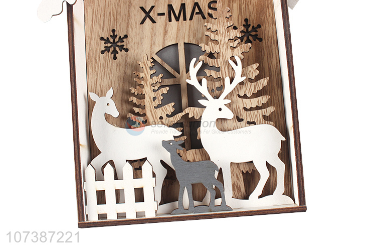 Suitable price led light wooden house Christmas ornaments tabletop decoration