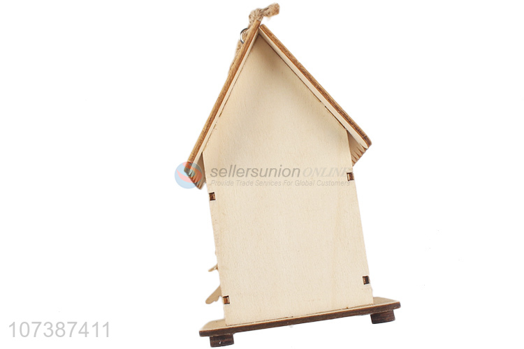 New design Christmas wooden crafts mini led wooden house ornaments
